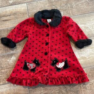Holiday Editions Baby Girls Red Coat Polka Dots Scotty Dog Size 12 months